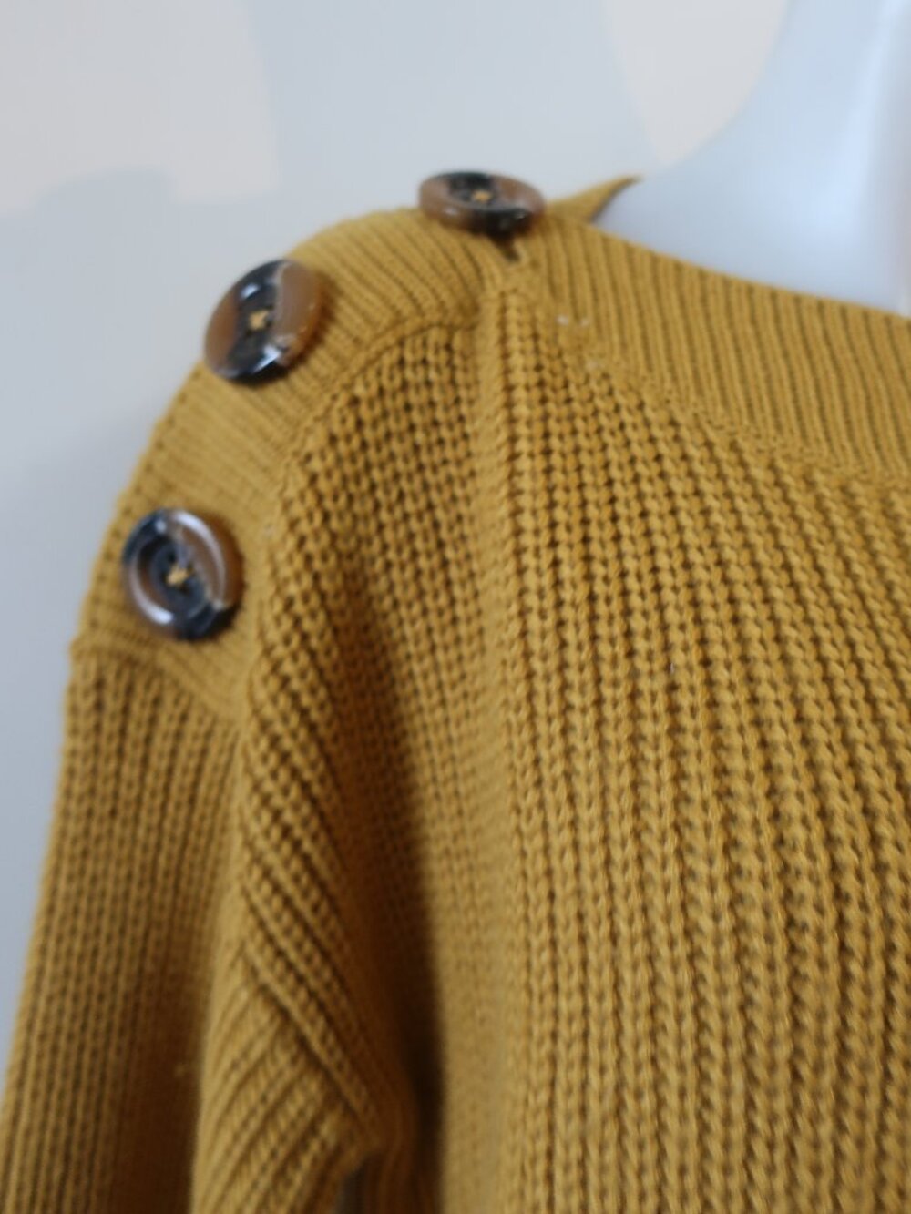 Womens Philosophy (Item-805) Mustard Button Shoulder Sweater S​ - Picture 3 of 9
